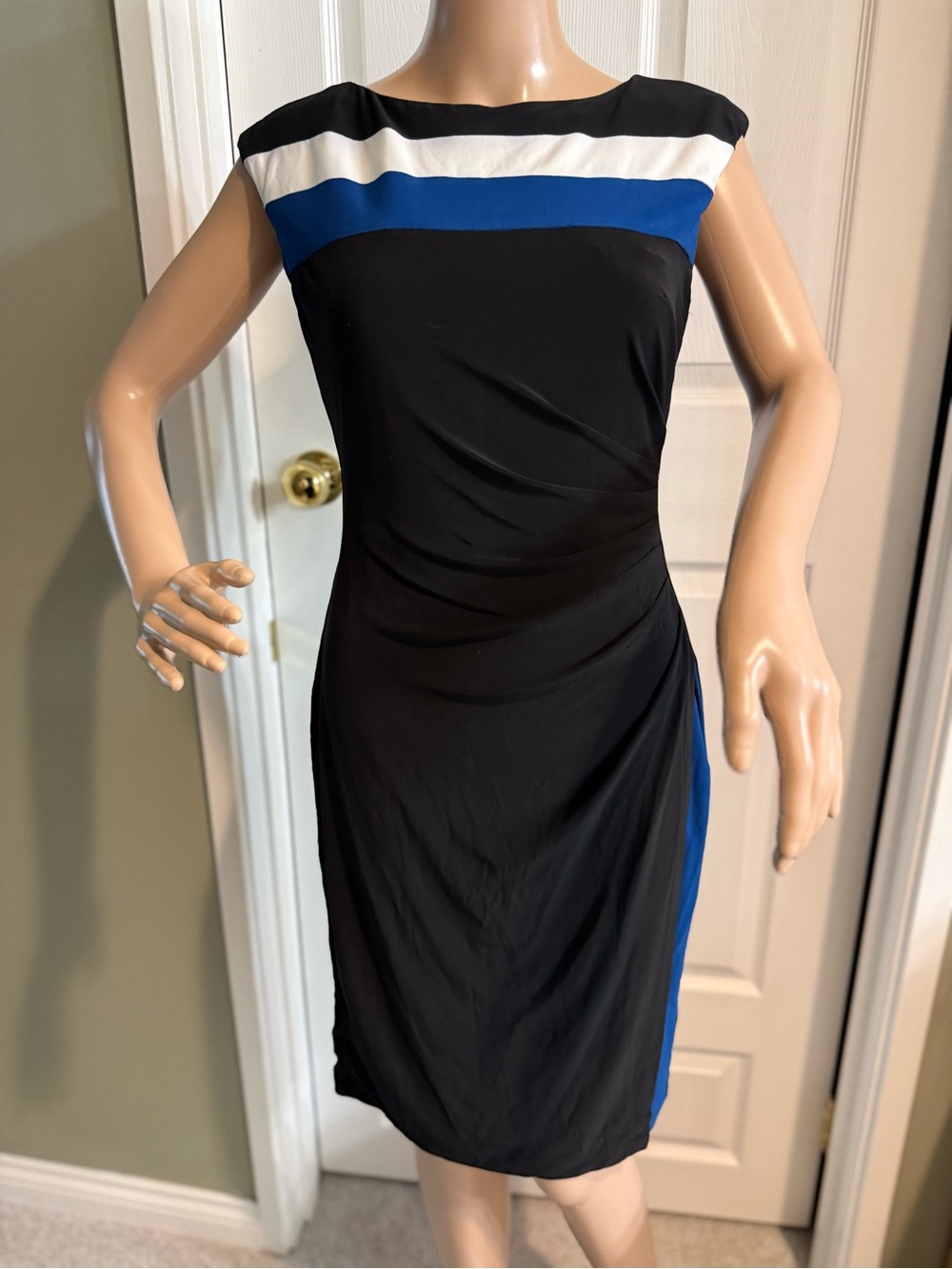 Vintage Y2K Lauren Ralph Lauren Dress 4 Black Blue Faux Wrap Office Career